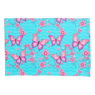 Colourful Floral Butterfly Nature Decor Pillowcase