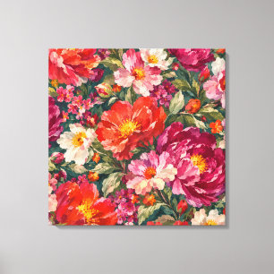 Colourful Floral Canvas Wall Art Flower Garden