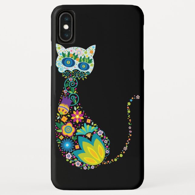 Colourful Floral Cat Case-Mate iPhone Case (Back)