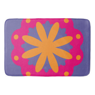 colourful floral circle shapes bath mat