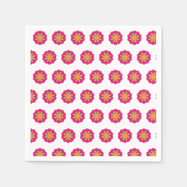 colourful floral circle shapes napkin (Front)