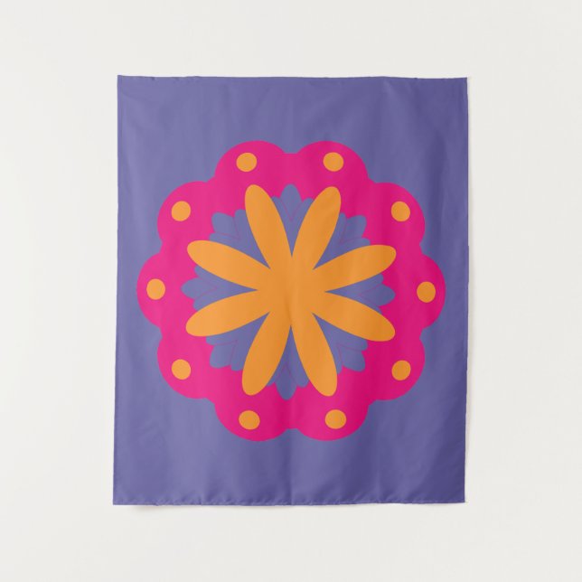 colourful floral circle shapes tapestry (Front)