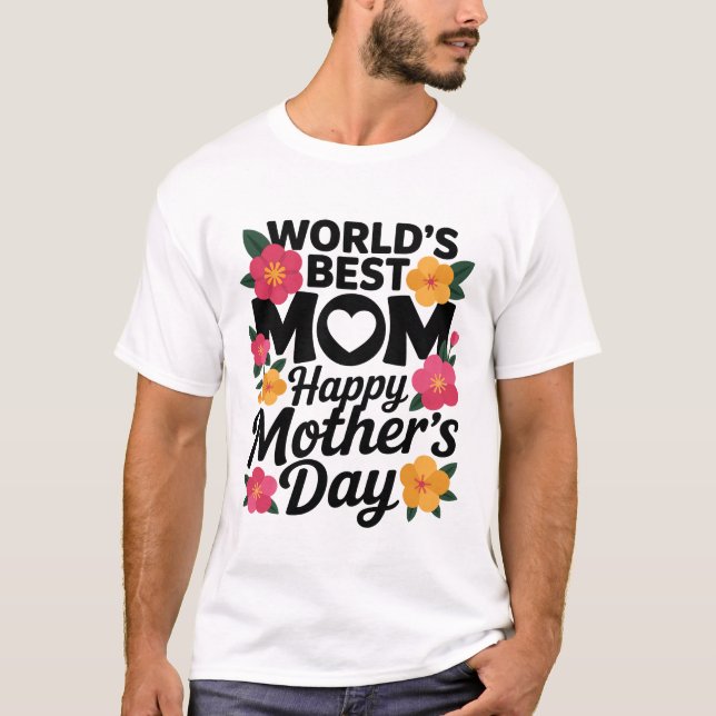 Colourful Floral Corner Frame on Black Background T-Shirt (Front)