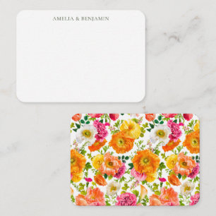 Colourful Floral Couple Custom Name Gift Enclosure Card