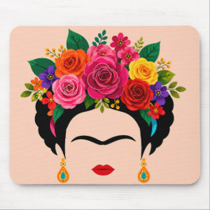 Colourful Floral Crown Mouse Pad Frida Inspired