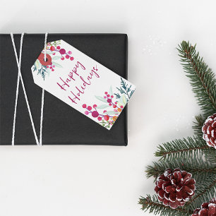 Colourful Floral Custom-Branded Happy Holiday Gift Tags
