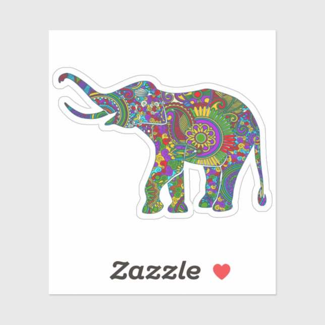 Colourful floral cute elephant illustration (Sheet)