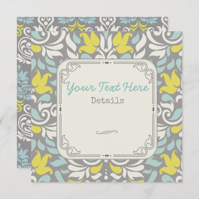 Colourful Floral Damask Save The Date (Front/Back)