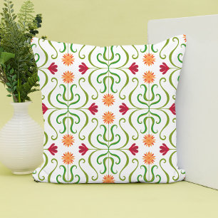 Colourful Floral Damask Sunflower Pattern Cute Fol Throw Pillow