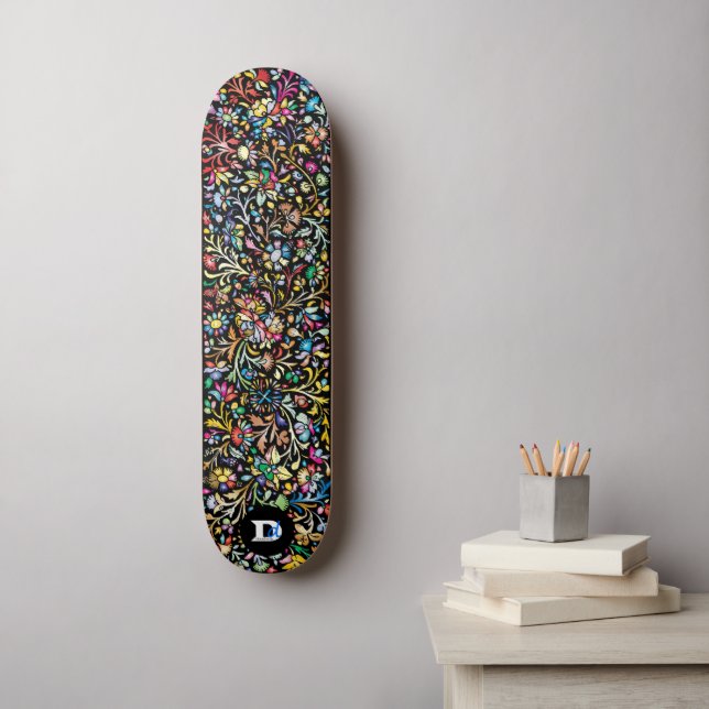 Colourful Floral Dd Brand Skateboard (Wall Art)