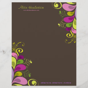 Colourful Floral Deco Leaves Nature Art Deco Chic Letterhead