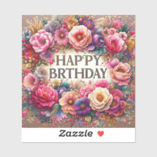 Colourful floral design birthday Sticker