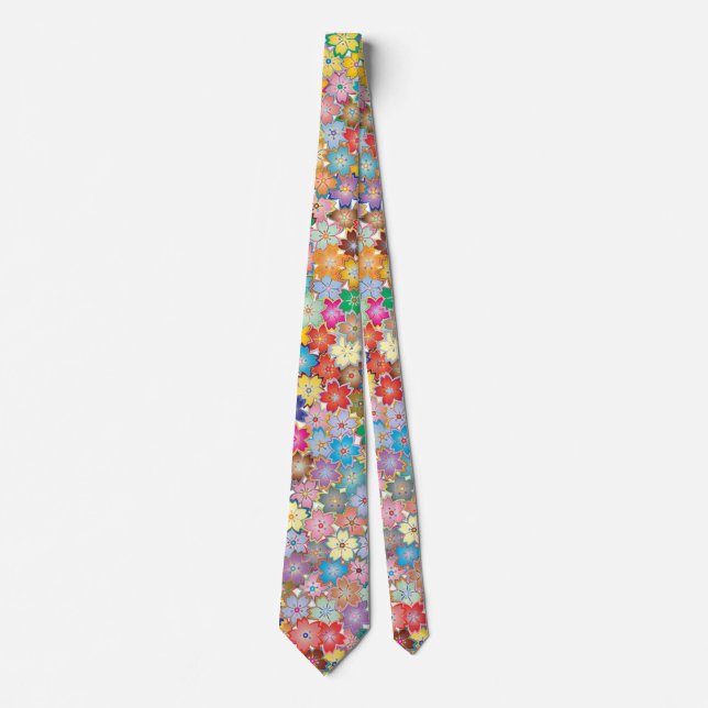 Colourful Floral Design Necktie (Front)