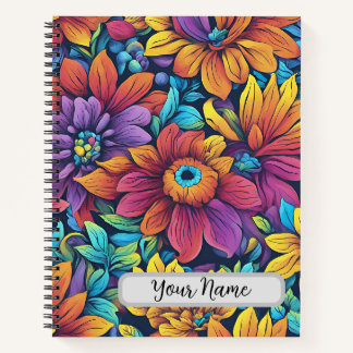 Colourful Floral Design Spiral Notebook