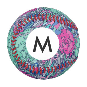 Colourful Floral Doodle Pattern Baseball