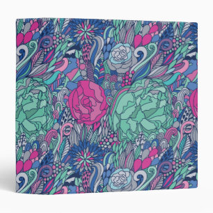 Colourful Floral Doodle Pattern Binder