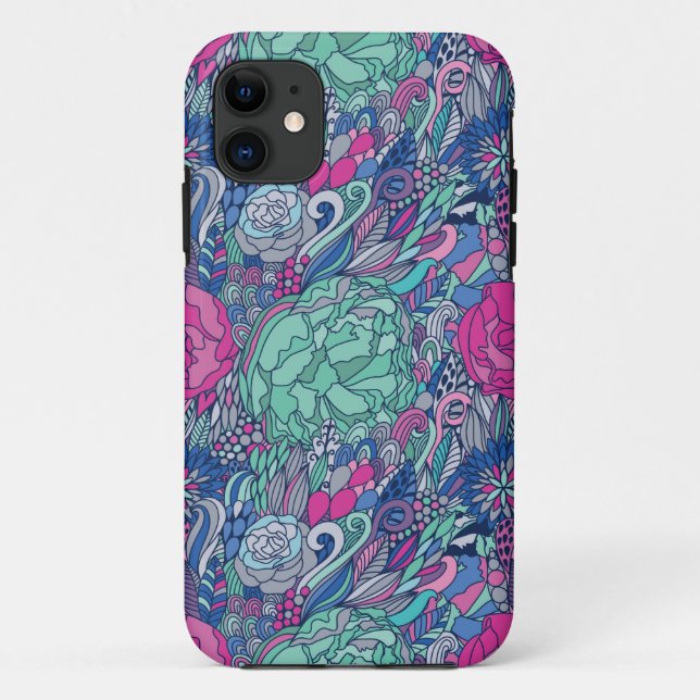 Colourful Floral Doodle Pattern Case-Mate iPhone Case (Back)