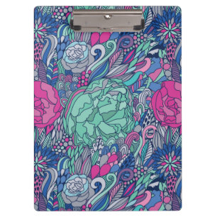 Colourful Floral Doodle Pattern Clipboard