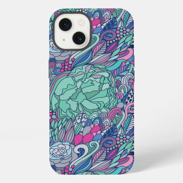 Colourful Floral Doodle Pattern iPhone Case (Back)
