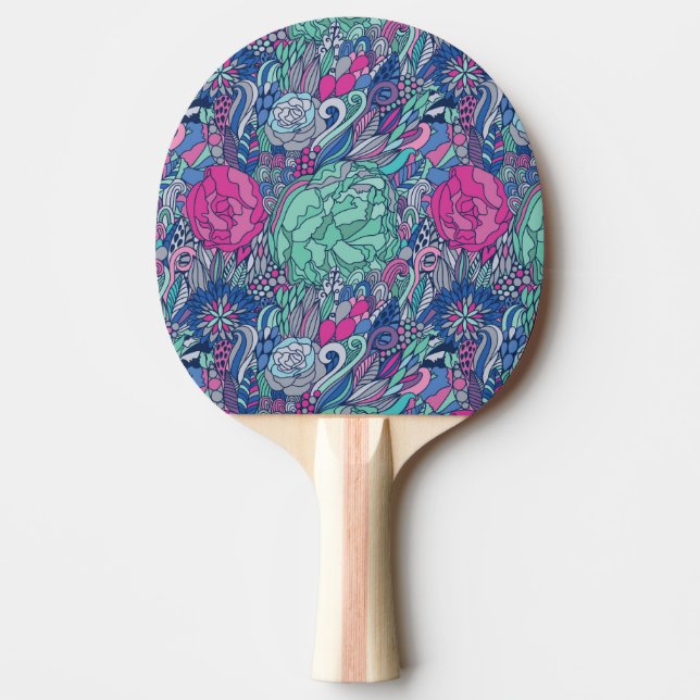 Colourful Floral Doodle Pattern Ping Pong Paddle (Front)