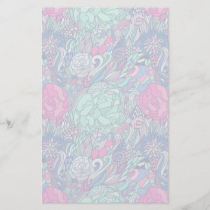 Colourful Floral Doodle Pattern Stationery