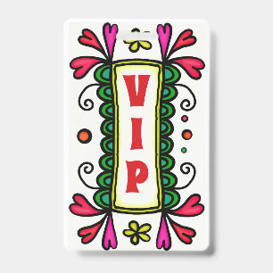 Colourful Floral Doodles VIP Party Badge