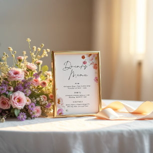 Colourful Floral Drinks Menu Bridal Shower Poster