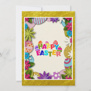 Colourful Floral Easter Egg Hunt 3D paper-cut styl Invitation