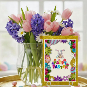 Colourful Floral Easter Egg Hunt 3D paper-cut styl Invitation