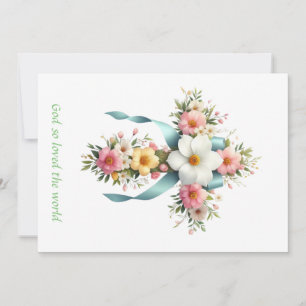 Colourful Floral Easter/Spring Cross Holiday Card