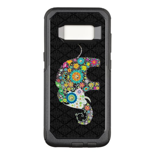 Colourful Floral Elephant Illustration On Black OtterBox Commuter Samsung Galaxy S8 Case