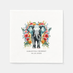 Colourful Floral Elephant Napkin