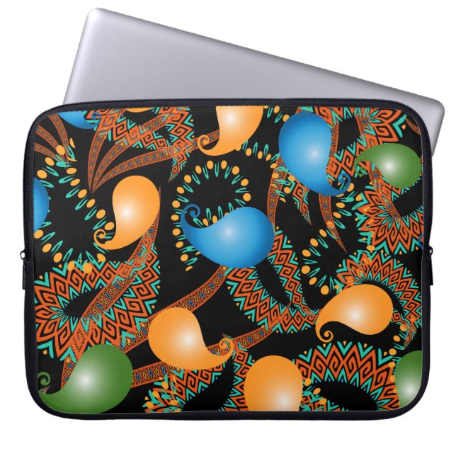 Colourful floral ethnic 3d Paisley seamless patter Laptop Sleeve (Front)
