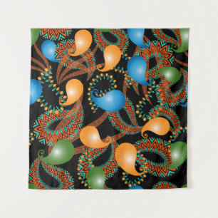 Colourful floral ethnic 3d Paisley seamless patter Tapestry