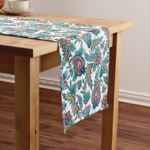 Colourful floral ethnic paisley patternl short table runner