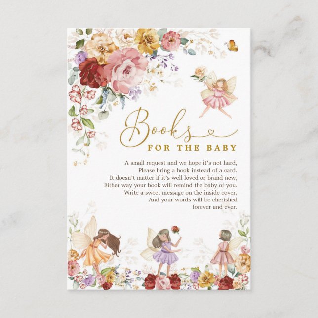Colourful Floral Fairy Garden Party Books for Baby Enclosure Card (Front)
