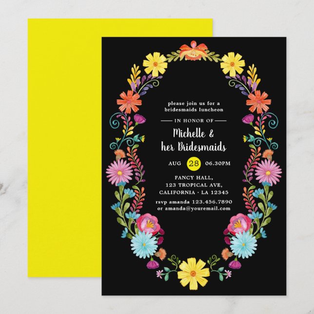 Colourful Floral Fiesta Bridesmaids Luncheon Invitation (Front/Back)