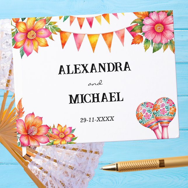 Colourful Floral Fiesta Mexican Wedding Guest Book (Creator Uploaded)