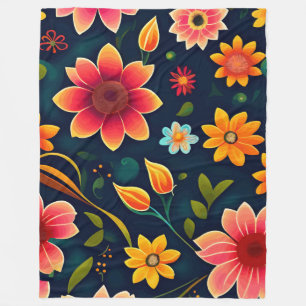 Colourful Floral Fleece Blanket