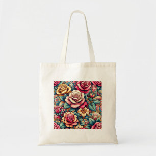 Colourful floral flowers shopping tote bag