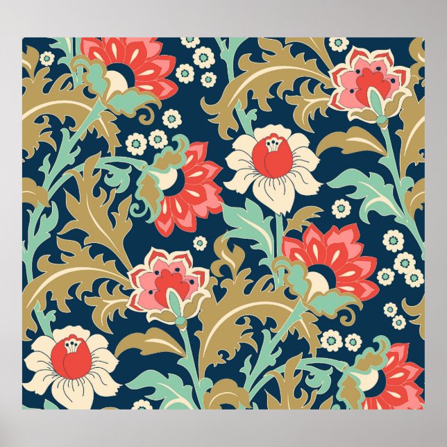 Colourful Floral Folk: Hand Drawn Poster (Front)