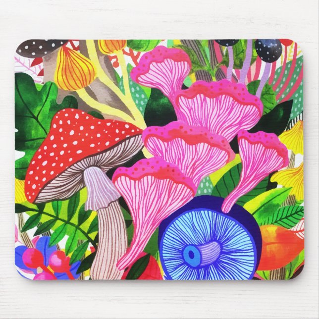 Colourful Floral Forest Botanical Mouse Pad (Front)