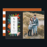 Colourful Floral Frame | Noel | Photo Holiday<br><div class="desc">This stylish holiday photo card features a floral framed greeting on the front (which reads,  "NOEL") and a custom colour striped back.   All artwork created exclusively by Orabella Prints - you won't find this design anywhere else! :)</div>
