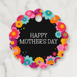 Colourful Floral fun mother's day Favour Tags