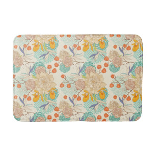 Colourful Floral Garden Pattern Bath Mat