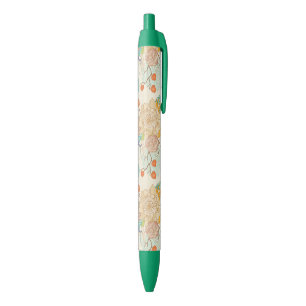 Colourful Floral Garden Pattern Black Ink Pen