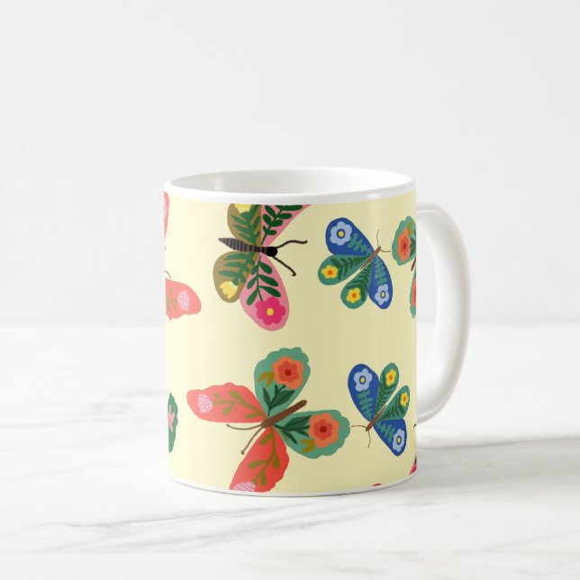 Colourful Floral Garden Pattern Cute Coffee Mug (Front Right)