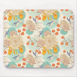 Colourful Floral Garden Pattern Mouse Pad