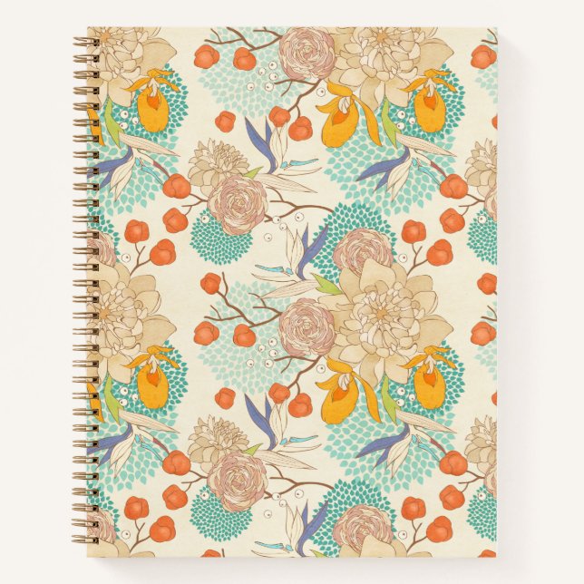 Colourful Floral Garden Pattern Notebook (Front)