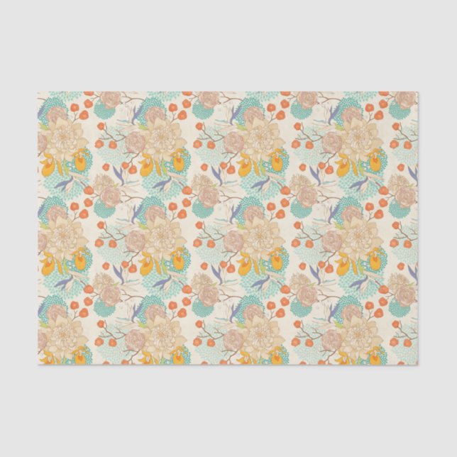 Colourful Floral Garden Pattern Tissue Paper (Front)